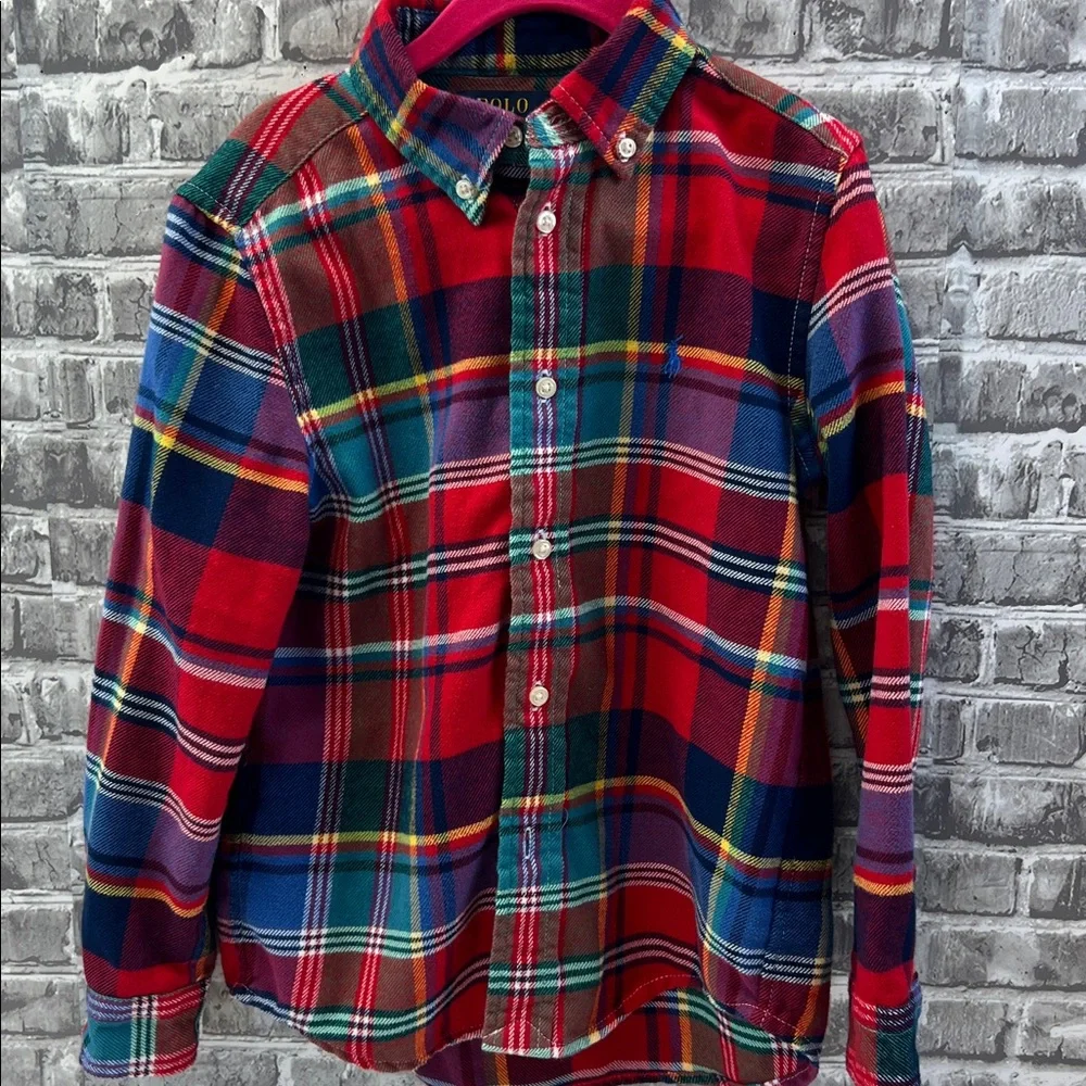 Ralph Lauren Red and‎ Blue Plaid Shirt